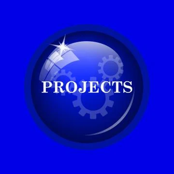 Projects icon. Internet button on blue background. . イラスト素材