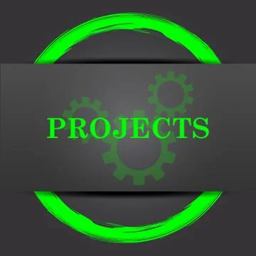 Projects icon. Internet button with green on grey background.. Stock Illustration