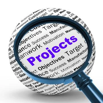 Projects magnifier definition means programming activities or enterprise acti 스톡 일러스트