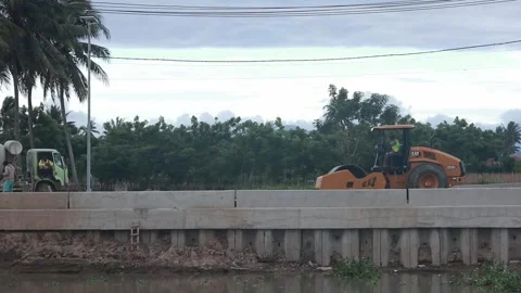Projects of river widening and the construction Video stock 258925959