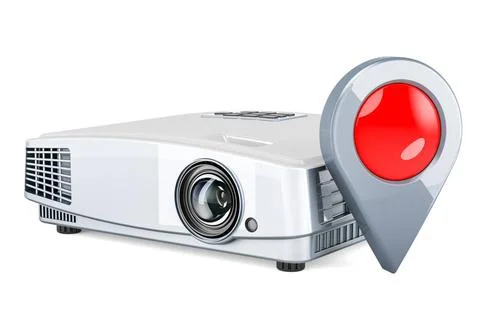 Projektor mit Kartenzeiger, 3D-Rendering Projector with map pointer, 3D re... Foto stock