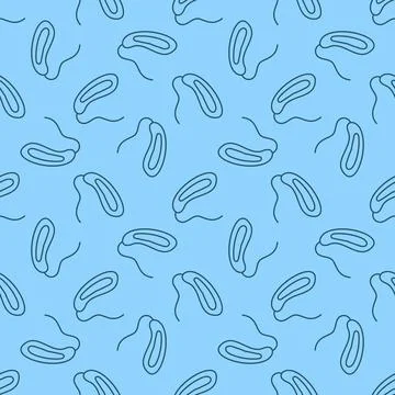Prokaryote Bacteria vector concept line blue seamless pattern Illustrazione stock
