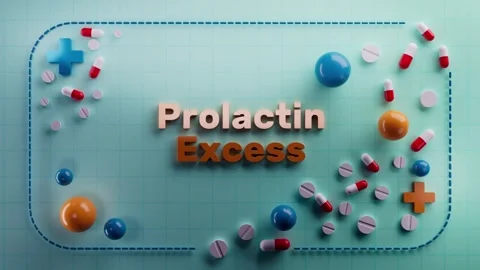 Prolactin Excess text animation on 3D medical background Stock Footage 314717954