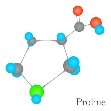 Proline 3D molecule chemical science Illustrazione stock