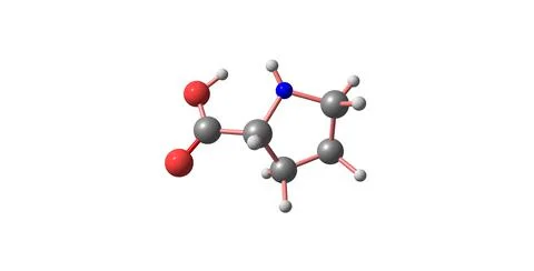 Proline molecular structure isolated on white Stock Illustration