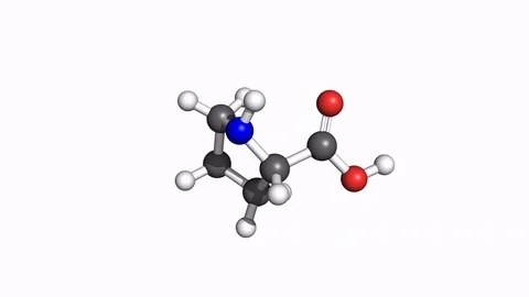 Proline molecule, rotating model Stock Footage 79799660