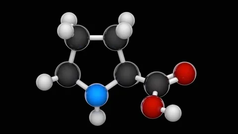 Proline. Seamless loop. Formula: C5H9NO2. Stock Footage 152764807