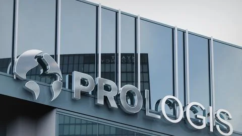 Prologis Stock data presented on the logo of the office facade editorial Stock Photos