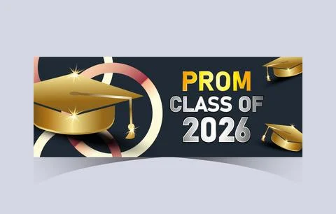 Prom Class of 2026 Graduation Cap Banner Stock Illustration