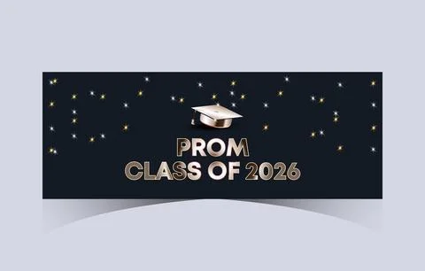 Prom Class of 2026 Starry Graduation Banner Stock Illustration