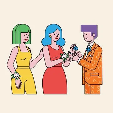 Prom Corsage Presentation Illustration