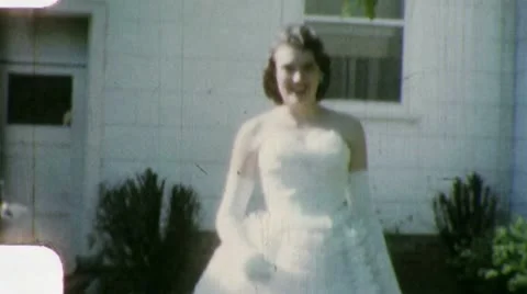 PROM DRESS Girl Formal 1965 (Vintage Old Film Home Movie) 5970 Stock Footage