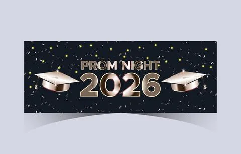 Prom Night 2026 Graduation Cap Banner Template Stock Illustration