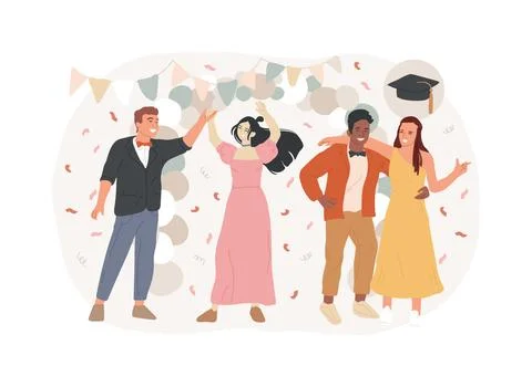 Prom party isolated concept vector illustration. Ilustración de archivo