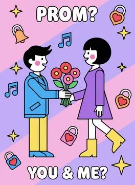 Prom Proposal Illustration 库存插图