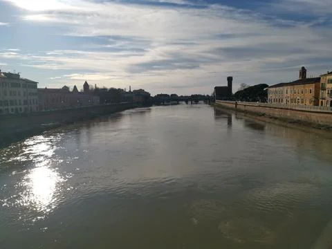 A promenade alongside the river. Stock Photos