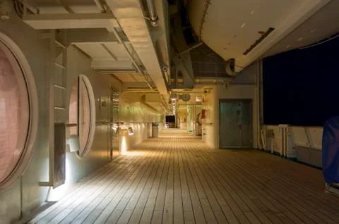 Promenade deck at night Stock Photos