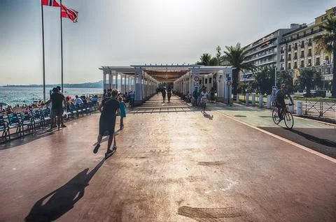 Promenade des Anglais, iconic walkway in Nice, Cote d'Azur, France Stock Photos