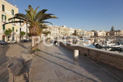 Promenade at the harbour, old town, Trani, Le Murge, Barletta-Andria-Trani Stock Photos
