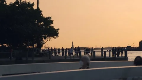 Promenade at the Hudson River Stock Footage 163477951