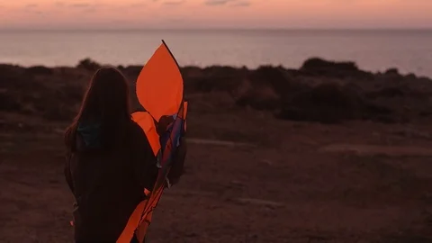 Promenade with the kite Stock Footage 97837881