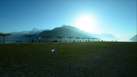 Promenade of Lake Lucerne Stock Footage 72669729