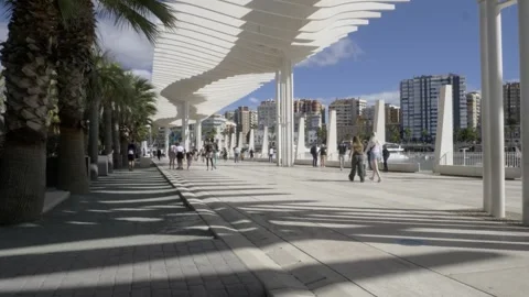 PROMENADE IN MALAGA Stock Footage 256233232