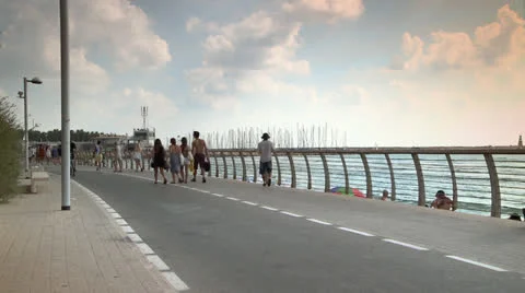 Promenade next to Beach in the Summer Stock Footage 22639893