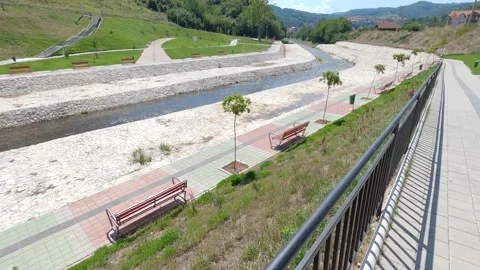 Promenade by the river Stock Footage 139113903