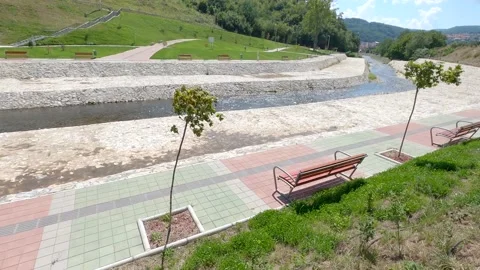 Promenade by the river Stock Footage 139114054
