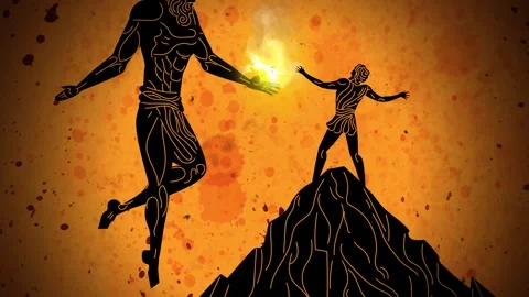 Prometheus giving fire to humanity Stock-Footage 342376962