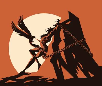 Prometheus punishment eaten by an eagle Stock Illustration