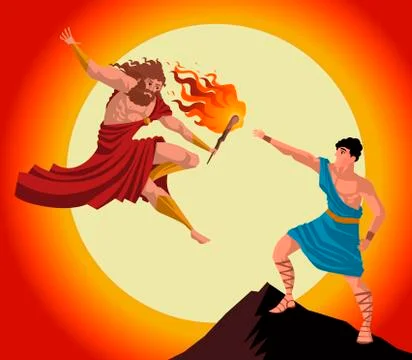 Prometheus stealing the fire flame from gods Stock-Illustration
