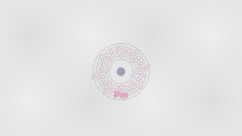 Promethium Pm Bohr Atom Model Clean No Text Animation Video Overlay Alpha 4K Stockbeeldmateriaal 339368047