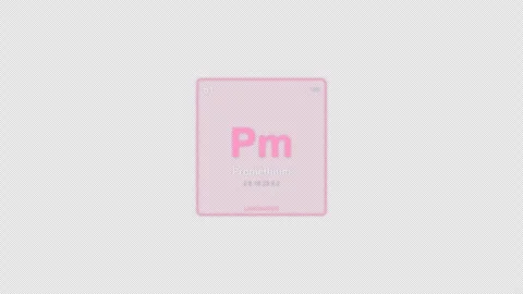 Promethium Pm Periodic Table Element Tile Labeled Animation Video Overlay Alpha Видео 339368034
