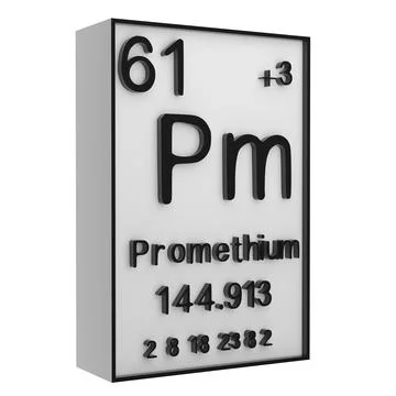 Promethium,Phosphorus on the periodic table of the elements on white blackg.. Stock Illustration