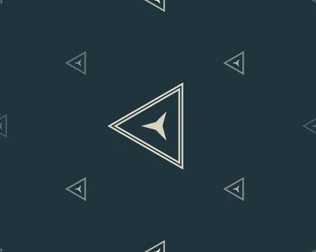 A prominent cream triangular emblem anchors a dark navy field surrounded by.. Stock Illustration