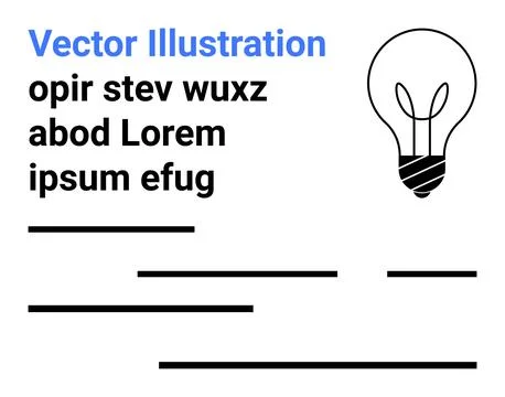 Prominent light bulb and sample text elements in black, modern sans-serif fon Stockillustratie