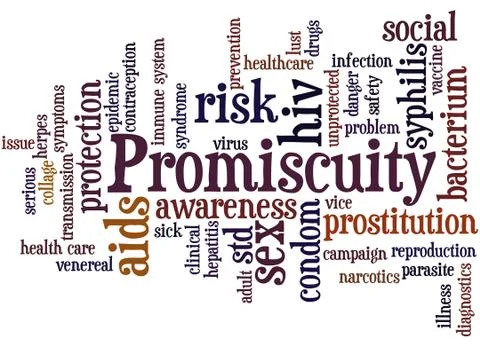 Promiscuity, word cloud concept Illustrazione stock