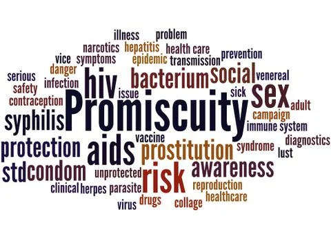 Promiscuity, word cloud concept Illustrazione stock