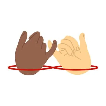 Promise hands gesturing with red thread Stock Illustration