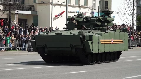 A promising medium tracked platform developed by the state corporation Rostec Stock Footage 193509581