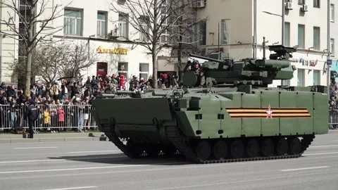 A promising medium tracked platform developed by the state corporation Rostec Stock Footage 217386562