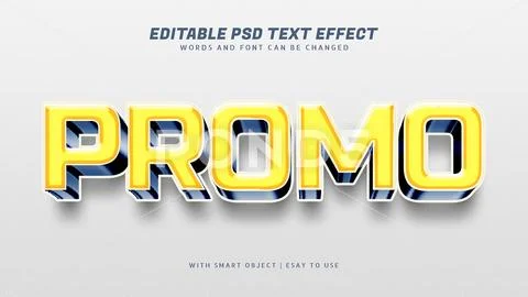 Promo 3d yellow text effect editable PSD Template