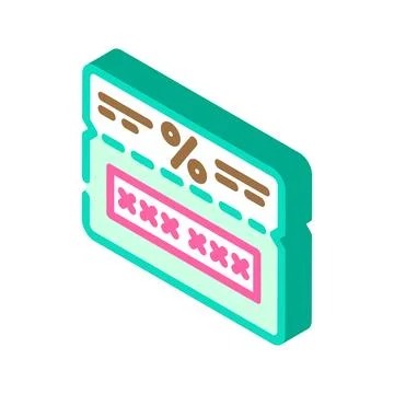 Promo code affiliate program isometric icon vector illustration Stock Illustration