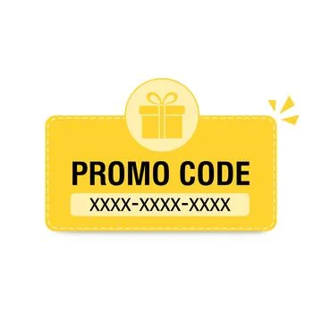 Promo code banner with gift box. Vector flat illustration for concept of sale Stock Illustration