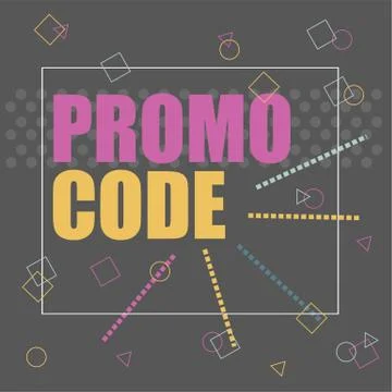 Promo code, coupon code. Flat vector banner design illustration on black Stock Illustration