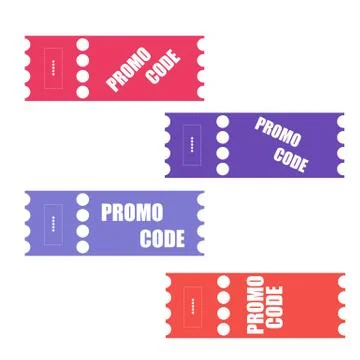 Promo code, coupon code. Flat vector set of tickets design illustration Stock Illustration
