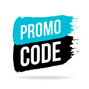 Promo code, coupon code icon, emblem, logo in brush stroke style. Vector flat Illustrazione stock