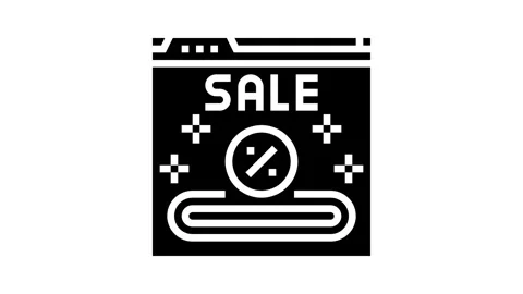 Promo code glyph icon animation Stock Footage 326140374